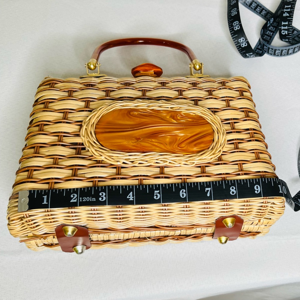 Vintage Woven Straw Purse Handmade in British HongKong circa 1950’s/60’s - Picture 10 of 13